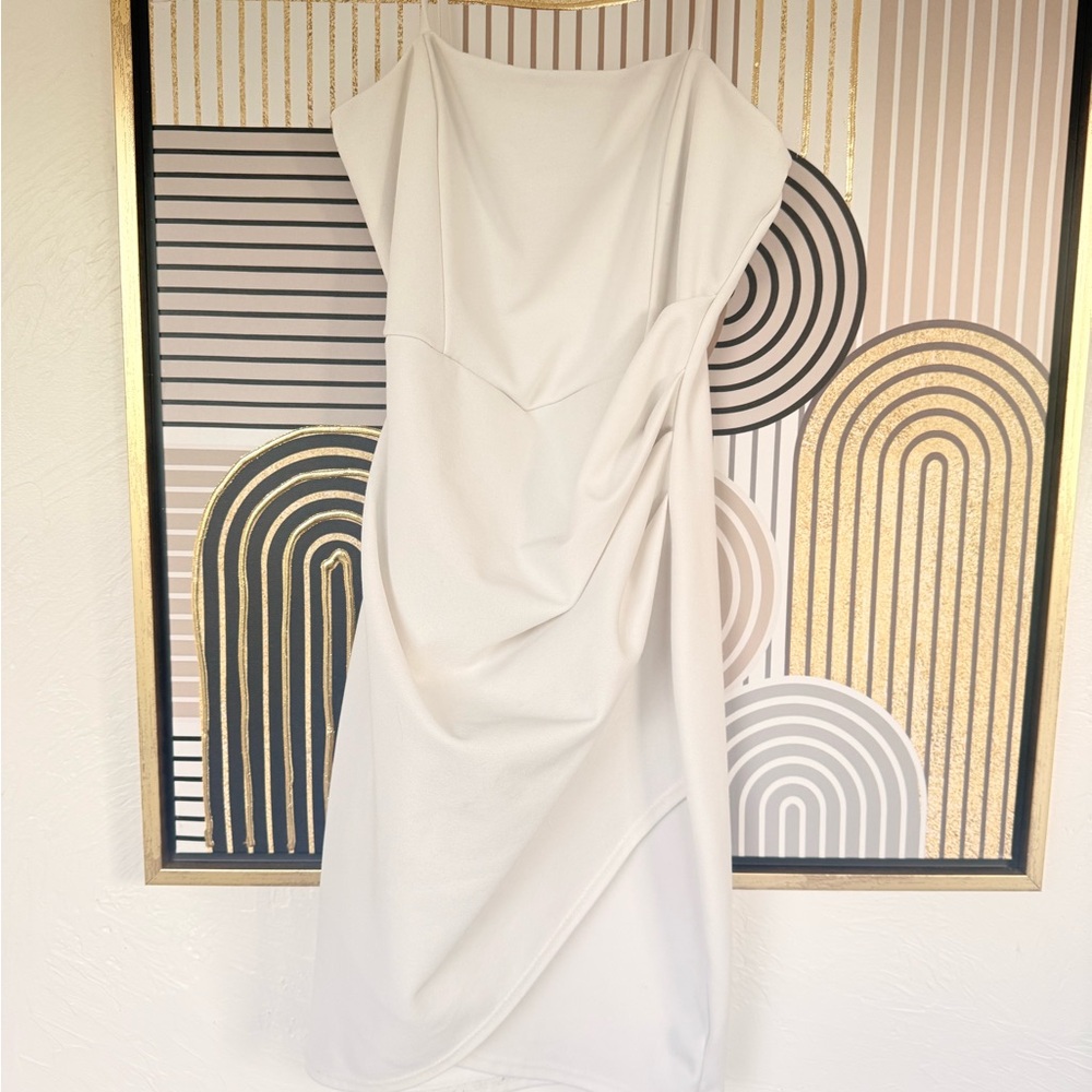 Elegant White Draped Dress